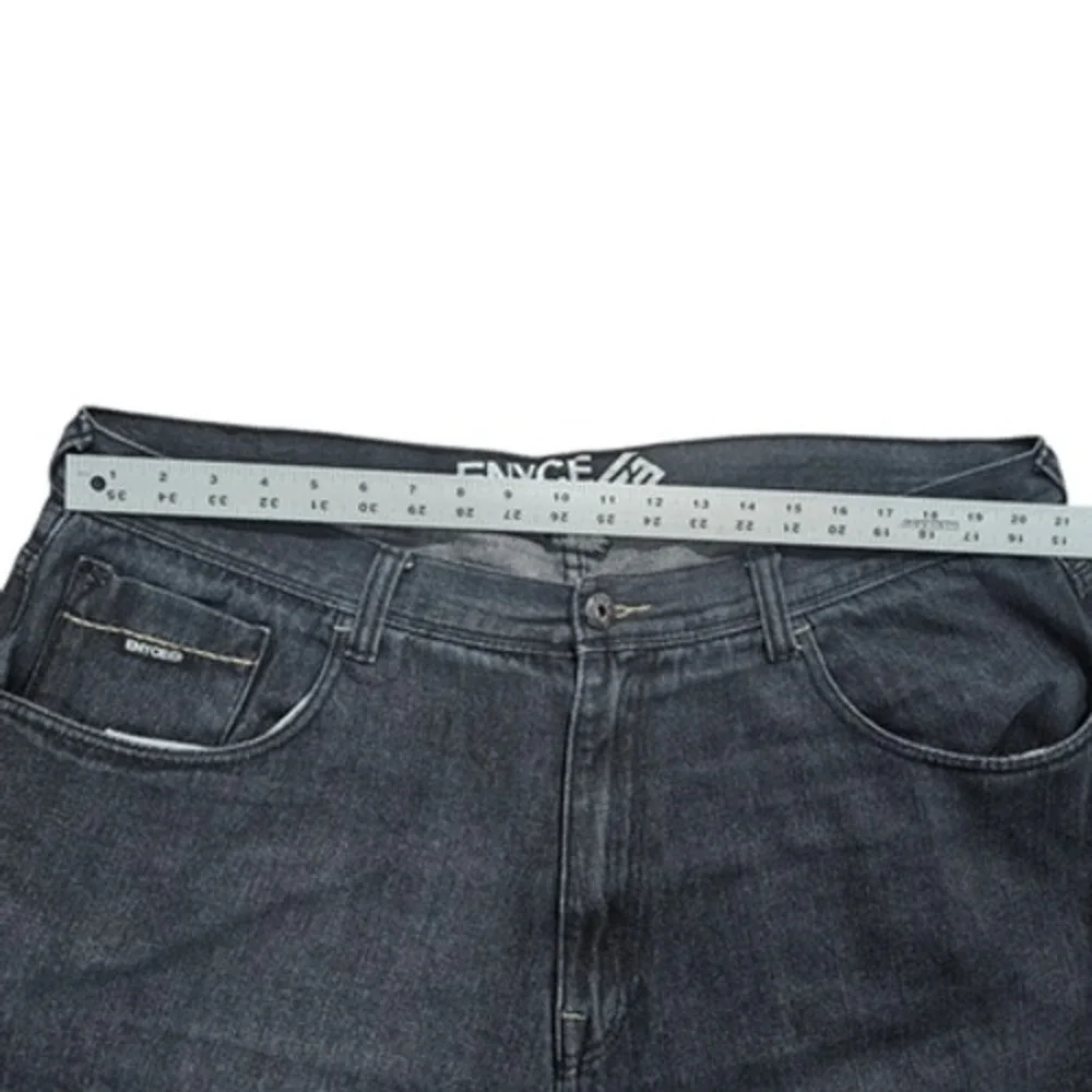 ENYCE Men's Size 44 Rinsed Black Denim Jean Shorts Baggy Fit Y2K Hip Hop Style